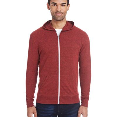 Unisex Triblend Full-Zip Lightweight Hooded Sweatshirt Thumbnail